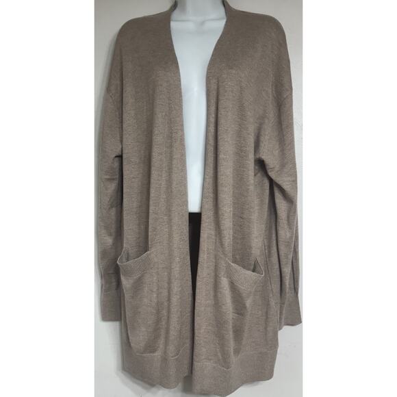 Members Mark Sweater Women’s Size XL Cashmere Blend Open Cardigan Beige - Picture 2 of 9